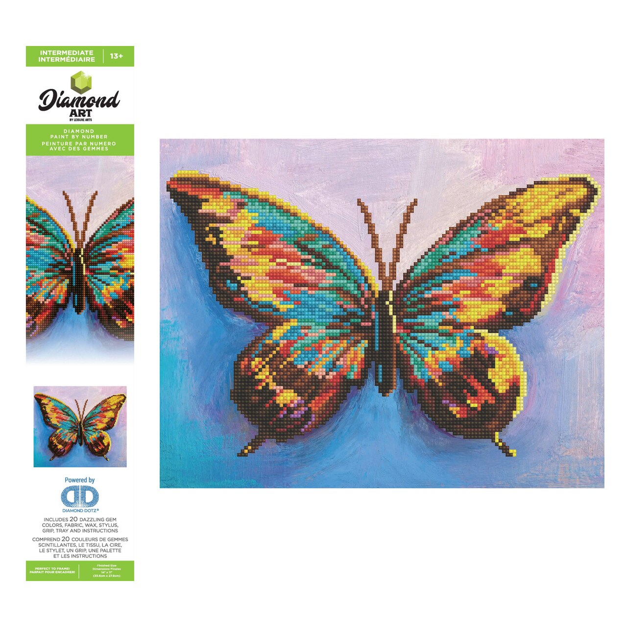 Diamond Art By Leisure Arts Watercolor Butterfly, 14"X11", Intermediate Diamond Painting Kits For Adults, Art For Adults, Kit, Painting